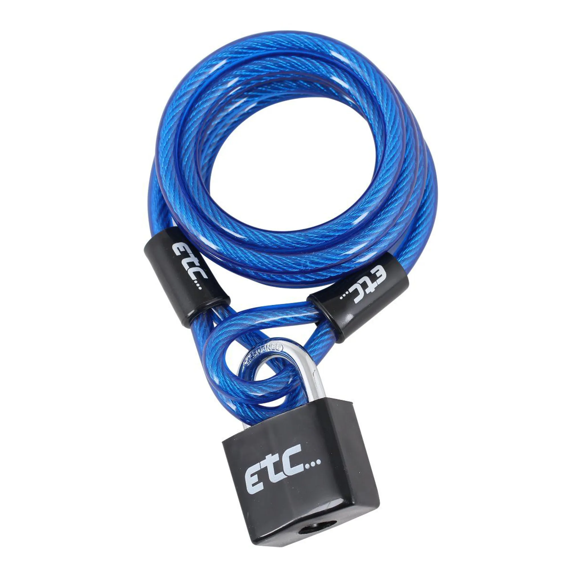 ETC Coil Cable Lock With Padlock - 1800mm x 6mm