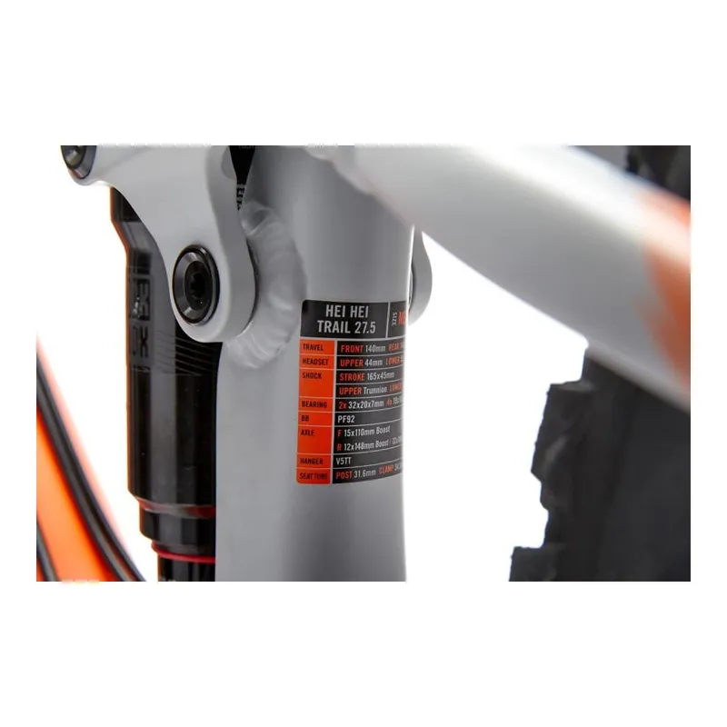 Kona Hei Hei Trail 27.5 2019 Full Suspension MTB Bike - Gray/Orange-10