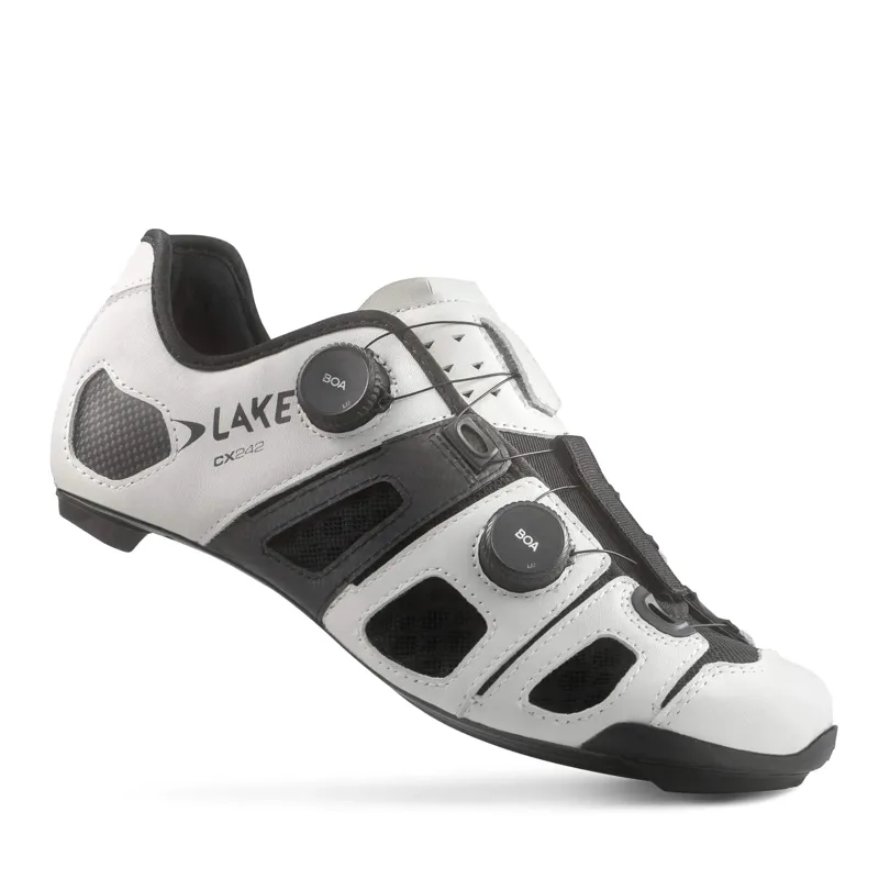 Lake CX242 CFC Carbon Road Shoes - Wide Fit - White/Black