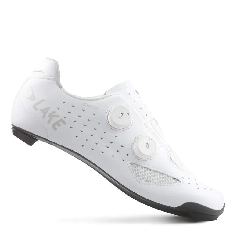 Lake CX238 Carbon Road Shoes - Wide Fit - Clarino White-2