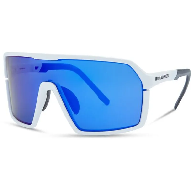 Mad Crypto Sunglasses - Gloss White - Blue Mirror/Amber/Clear Lens Pack