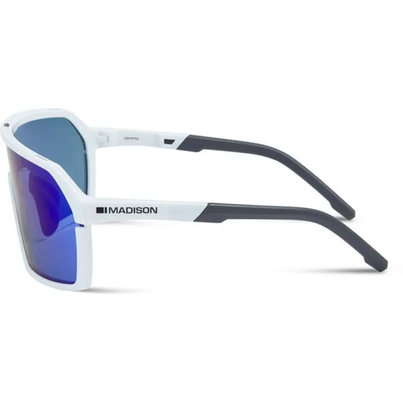 Mad Crypto Sunglasses - Gloss White - Blue Mirror/Amber/Clear Lens Pack-1