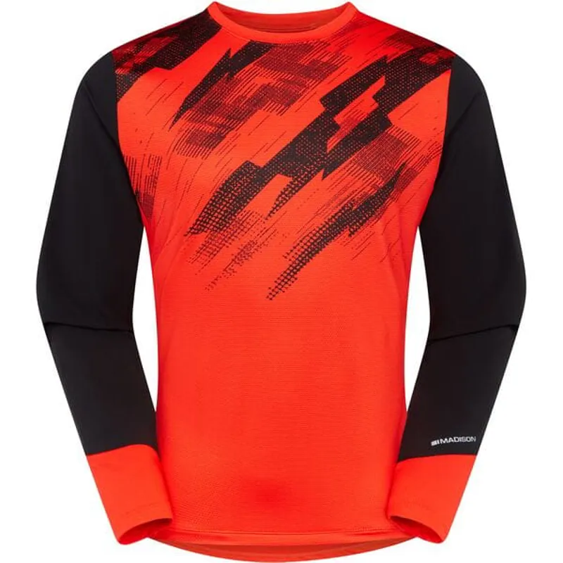 Madison Flux Trail Men's Long Sleeve Jersey - Magma Red/Black