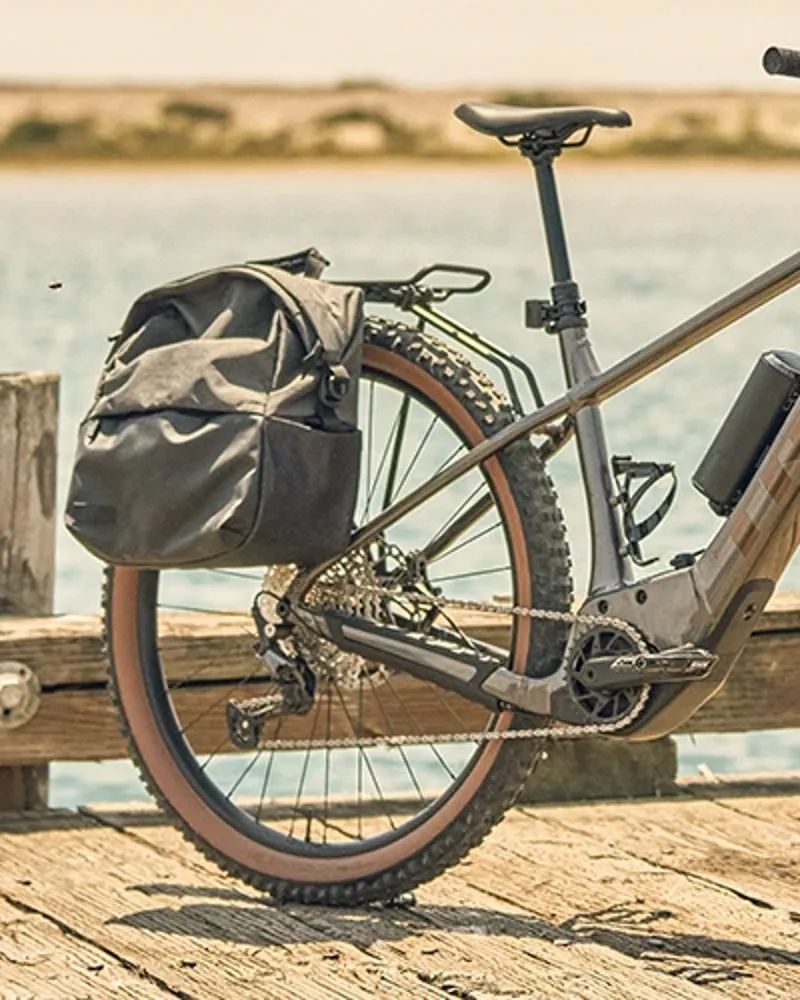 Rack with pannier bags on the Trek Marlin+