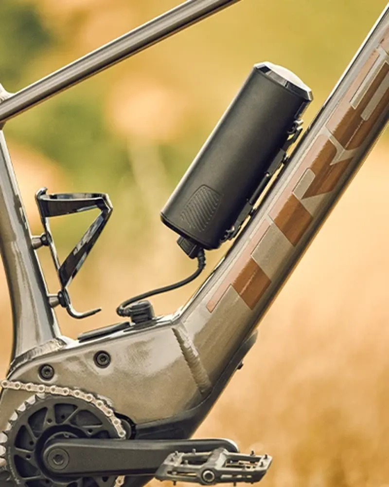 Bosch range extender battery on the the Trek Marlin+ eMlectric mountain bike frame