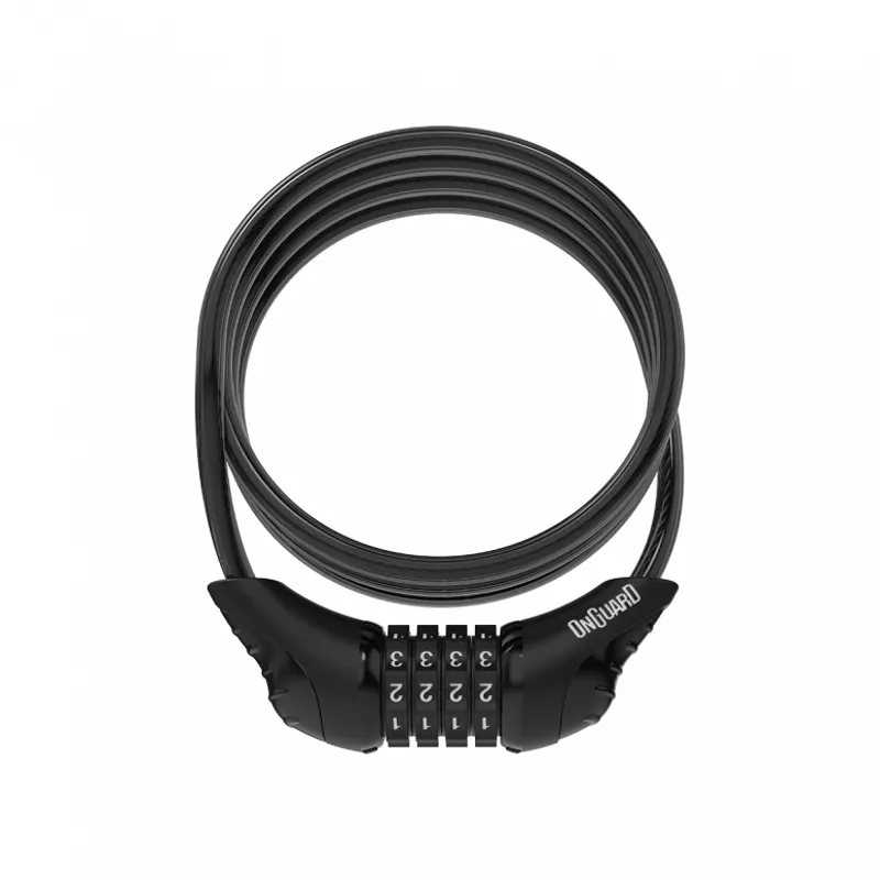 OnGuard Neon Combo Coil Cable Lock - Black - 180cm x 12mm