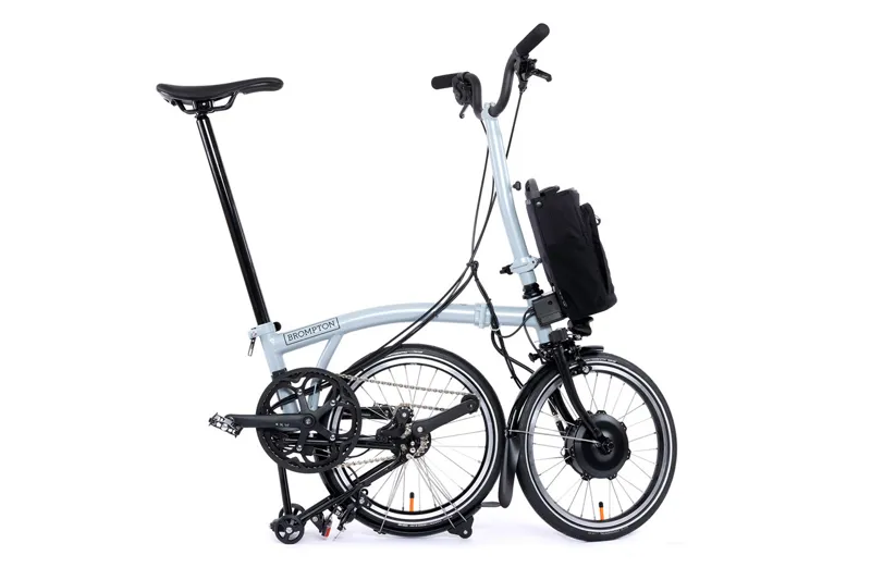 Brompton M4L P Line Electric Folding Bike - Lunar Ice-2