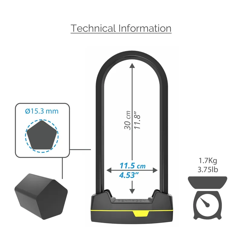 Seatylock Pentagon Gold Rated U Lock - 300mm-4