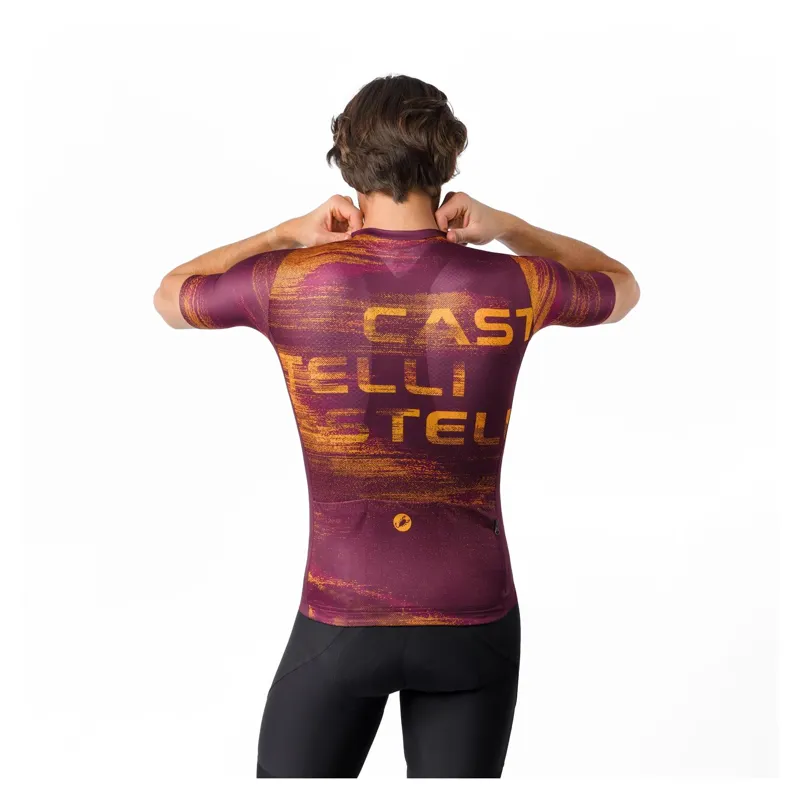 Castelli Stratus Logo Men's Short Sleeve Jersey - Bordeaux/Winter Sky-1