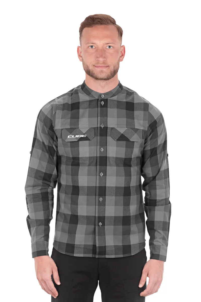 Cube Long Sleeve Work Shirt - Grey Check -1