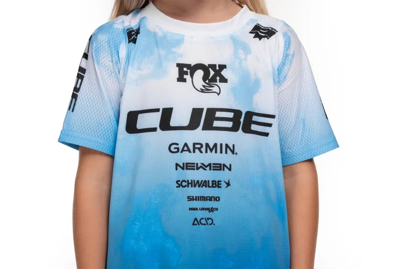 Cube Rookie X ActionTeam Short Sleeve MTB Kids Jersey - Topas Blue-2