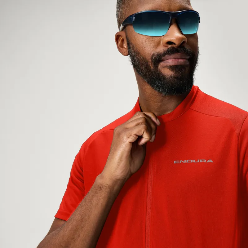 Endura Loop Men's Zipped Short Sleeve Jersey - Flame Red-2