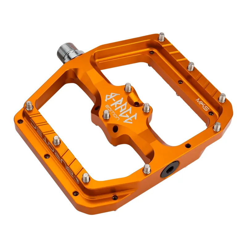 Burgtec Penthouse MK5 B-Rage Edition Flat MTB Pedals - Iron Bro Orange-1
