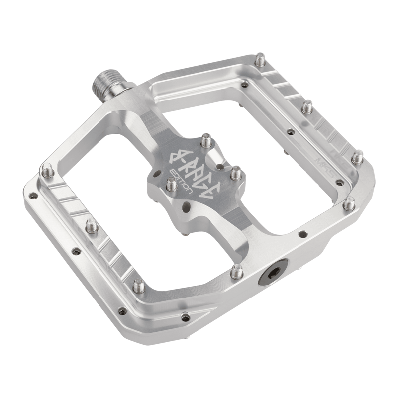 Burgtec Penthouse MK5 B-Rage Edition Flat MTB Pedals - Rhodium Silver-1