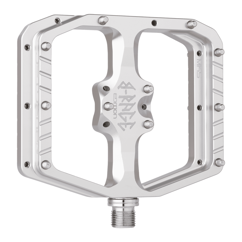 Burgtec Penthouse MK5 B-Rage Edition Flat MTB Pedals - Rhodium Silver