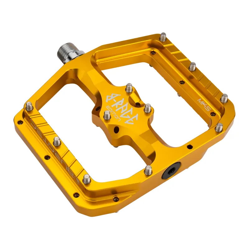 Burgtec Penthouse MK5 B-Rage Edition Flat MTB Pedals - Burgtec Bullion Gold-1