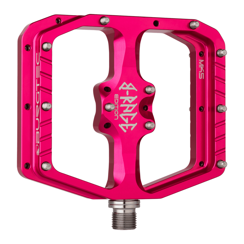 Burgtec Penthouse MK5 B-Rage Edition Flat MTB Pedals - Toxic Barbie Pink