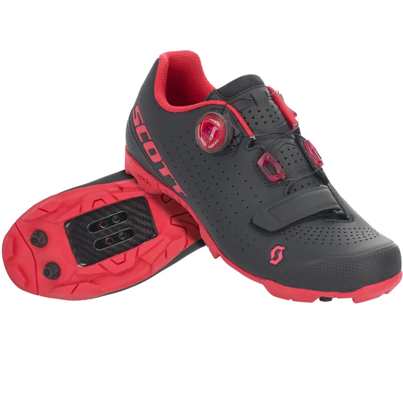 Scott Vertec Womens MTB Shoes - Matt Black/Berry Red