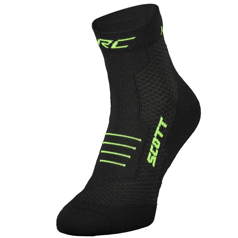 Scott RC Running Quarter Socks - Black/Safety Yellow