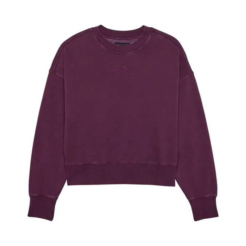 Fox Wordmark Oversized Women's Fleece Crew Pullover - Sangria