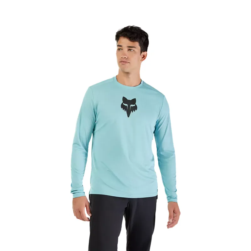 Fox Ranger Fox Head Men's Long Sleeve Jersey - Vintage Wash Blue-2