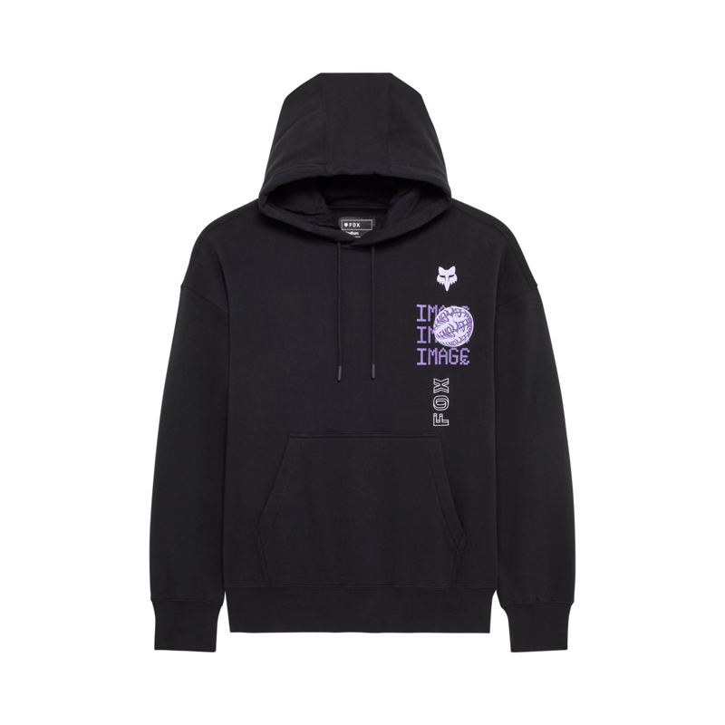 Fox Image Phantom Oversized Pullover Hoodie - Black