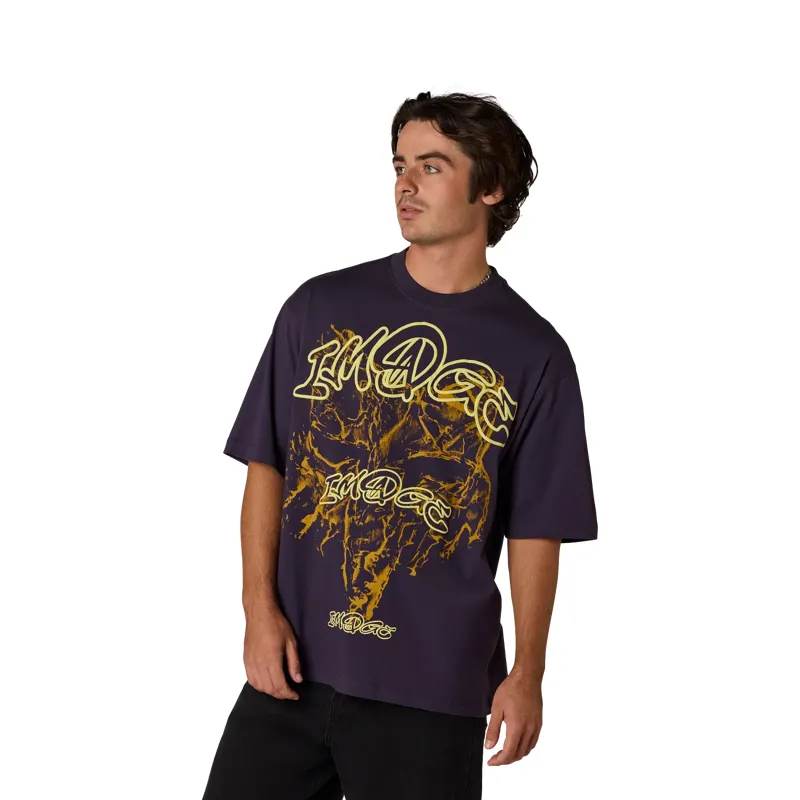 Fox Image Print Midweight Men's Tee - Plum Perfect-1
