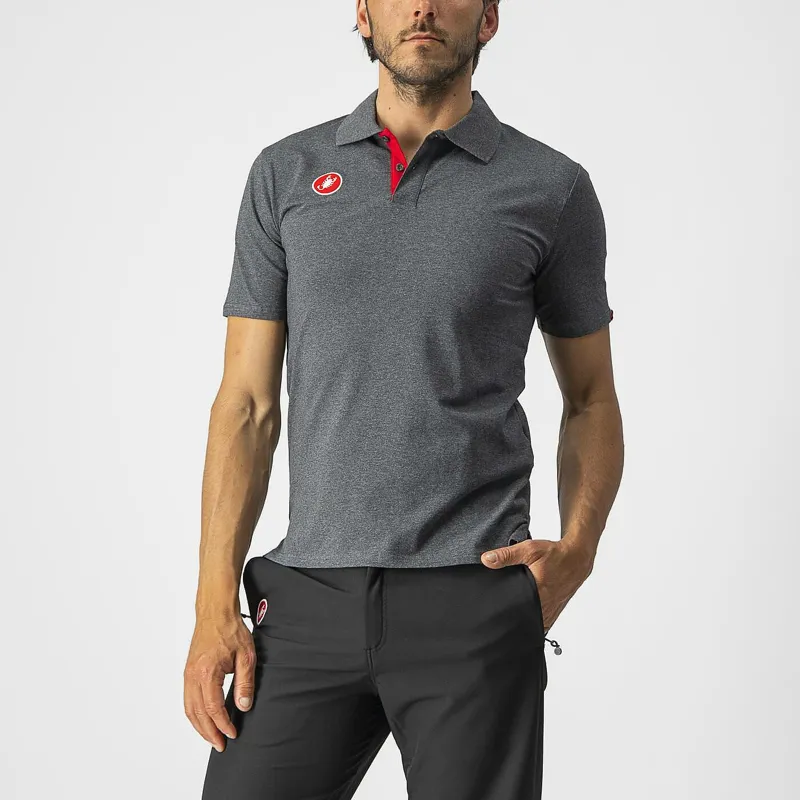 Castelli Race Day Short Sleeve Men's Polo Shirt - Melange Grey