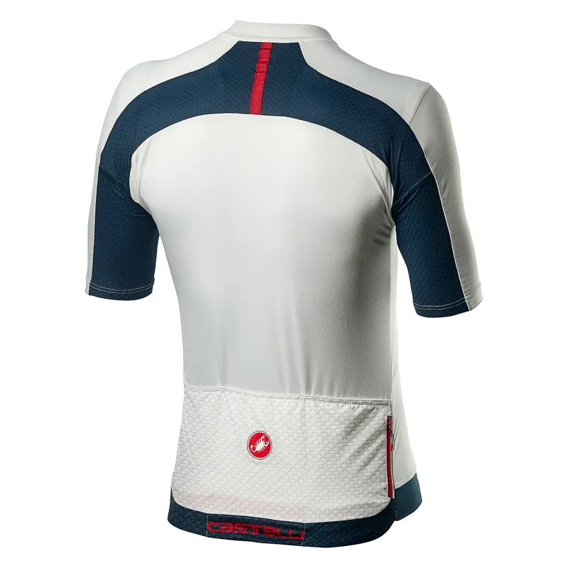 Castelli Vantaggio Short Sleeve Jersey - Ivory/Dark Infinity Blue - XS-1