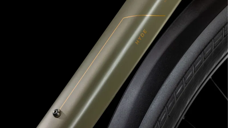 Cube Hyde Pro FE Trapeze 2025 Hybrid Bike - Dusty Olive/Gold-6