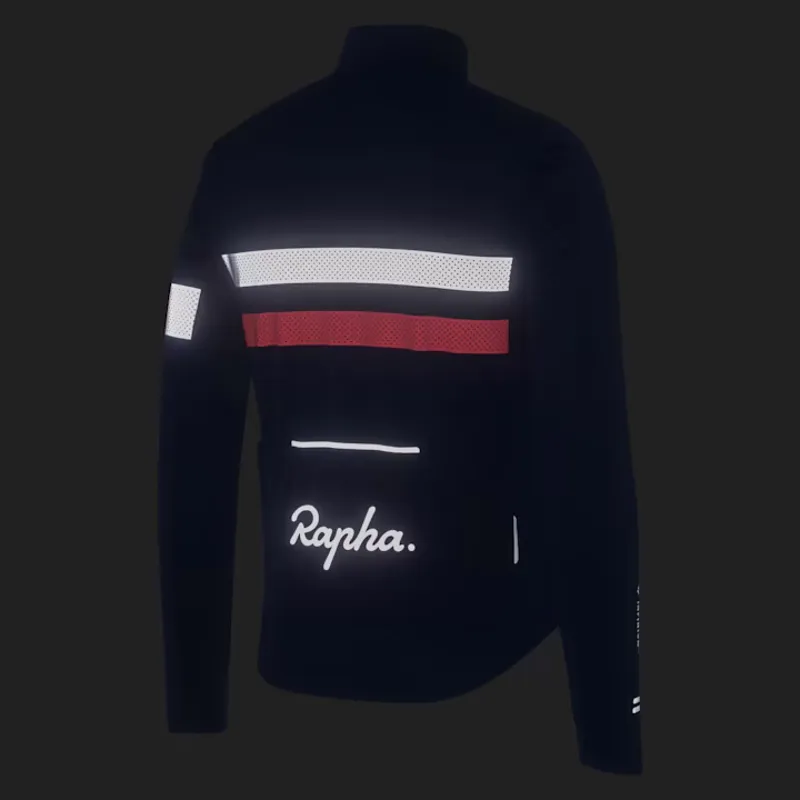 Rapha Brevet Mens Long Sleeve Windstopper Jersey - Navy/Hi Vis Pink-7
