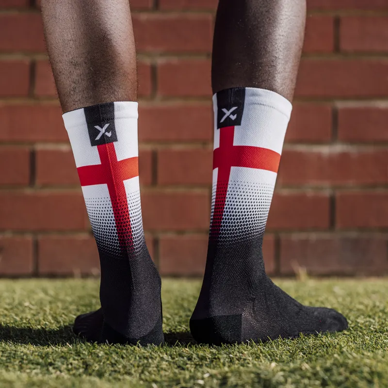 Sox Footwear England Flag Black Premium Crew Socks - Black/White-2