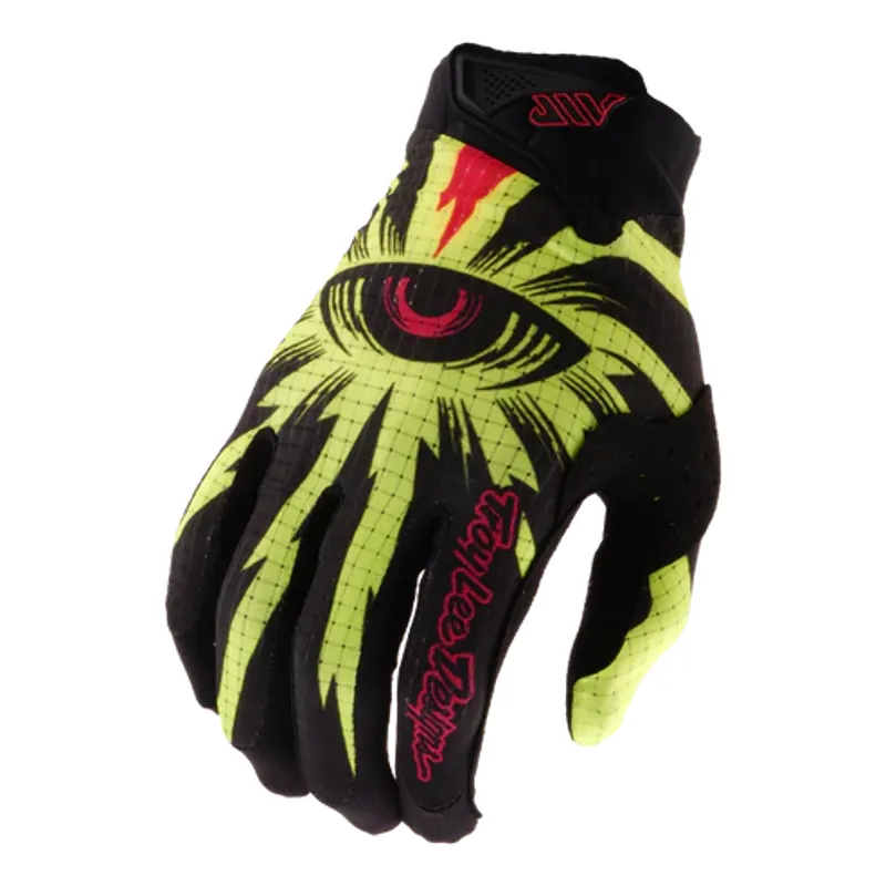 Troy Lee Designs Youth Air Long Finger Gloves -  Cyclops Black/Flo Yellow