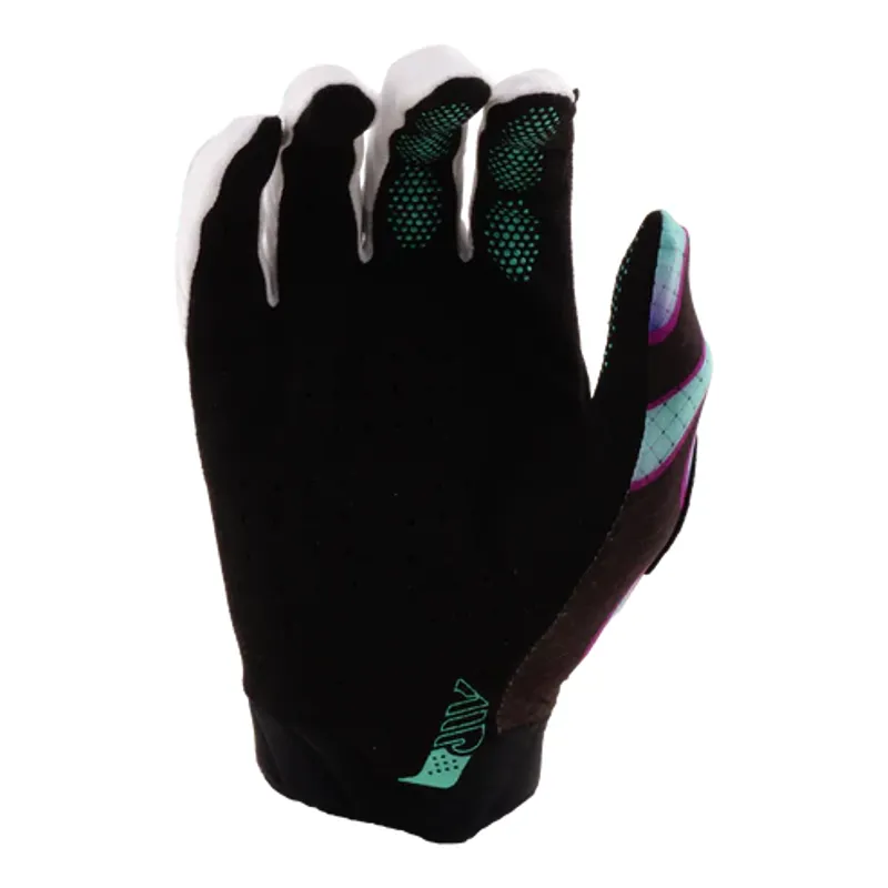 Troy Lee Designs Youth Air Long Finger Gloves - Overspray Black/Real Teal-1