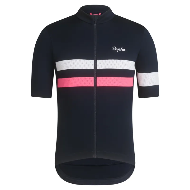 Rapha Brevet Men's Short Sleeve Jersey - Navy/Pink/White - XS
