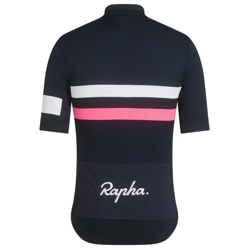 Rapha Brevet Men's Short Sleeve Jersey - Navy/Pink/White - XS-2