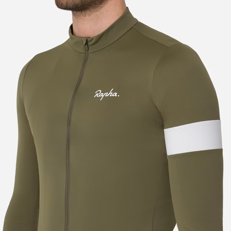 Rapha Core Men's Thermal Long Sleeve Jersey - Fern/White-5