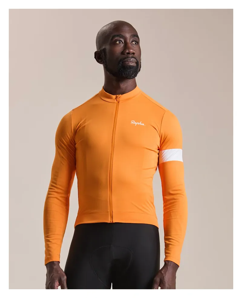 Rapha Core Men's Thermal Long Sleeve Jersey - Orange/White-2