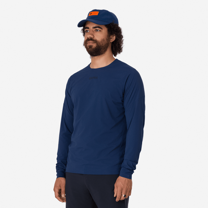 Rapha Trail Finale Windblock Men's Long Sleeve Jersey - Marine Blue/Black-3