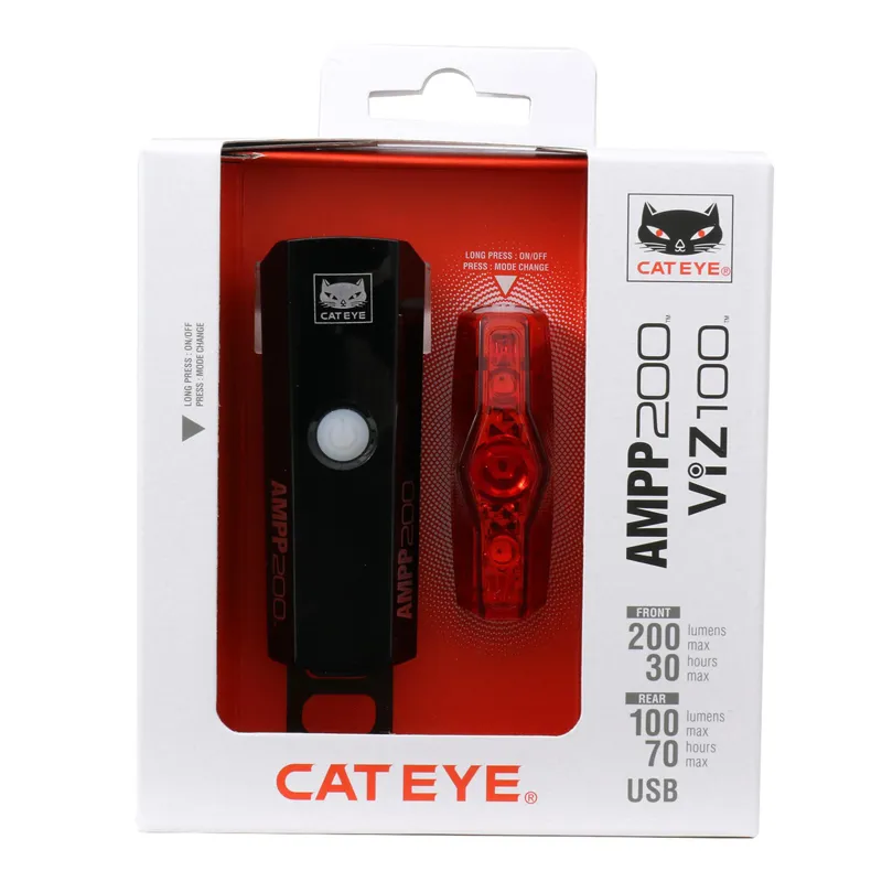 Cateye AMPP 200/Viz 100 USB Light Set - Black-1