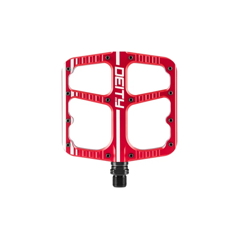 Deity Flat Trak MTB Flat Pedals: - Red