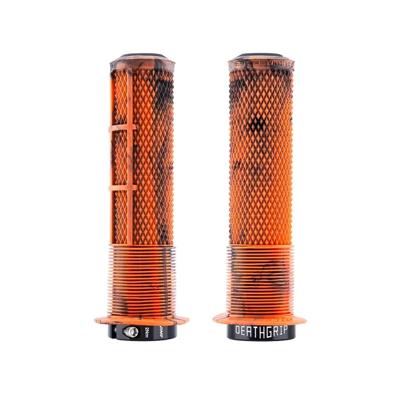 DMR DeathGrip 2 Flanged MTB Grips - Thin - Orange Marble