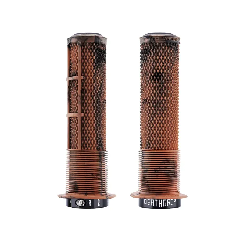 DMR DeathGrip 2 Flanged MTB Grips - Thick - Brown Marble