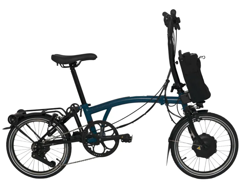 Ex Demo Brompton M4R C-Line 2024 Electric Folding Bike With Advance Roller Frame Rack  - Ocean Blue