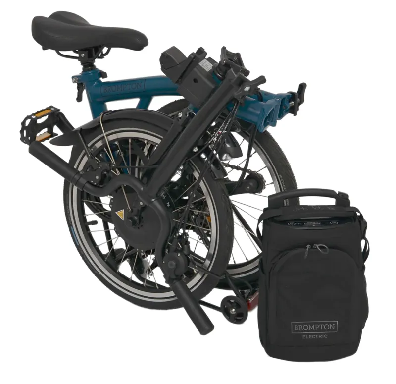 Ex Demo Brompton M4R C-Line 2024 Electric Folding Bike With Advance Roller Frame Rack  - Ocean Blue-3
