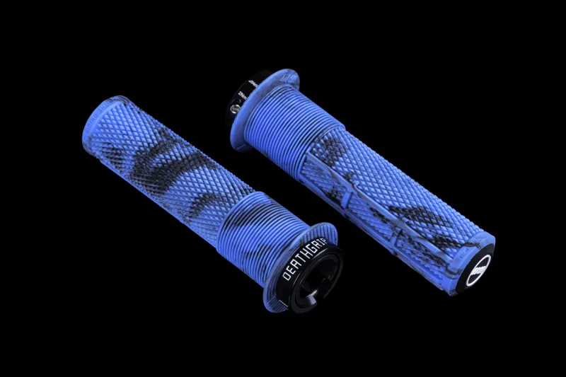 DMR DeathGrip 2 Flanged MTB Grips - Thin - Blue Marble-1