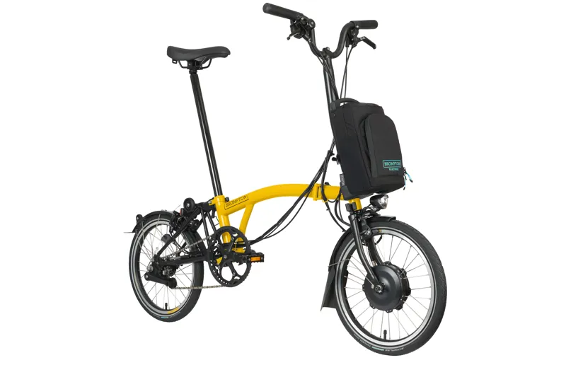 Brompton C Line Explore 2025 High 12-Speed Electric Folding Bike - Bumble Bee Yellow-1