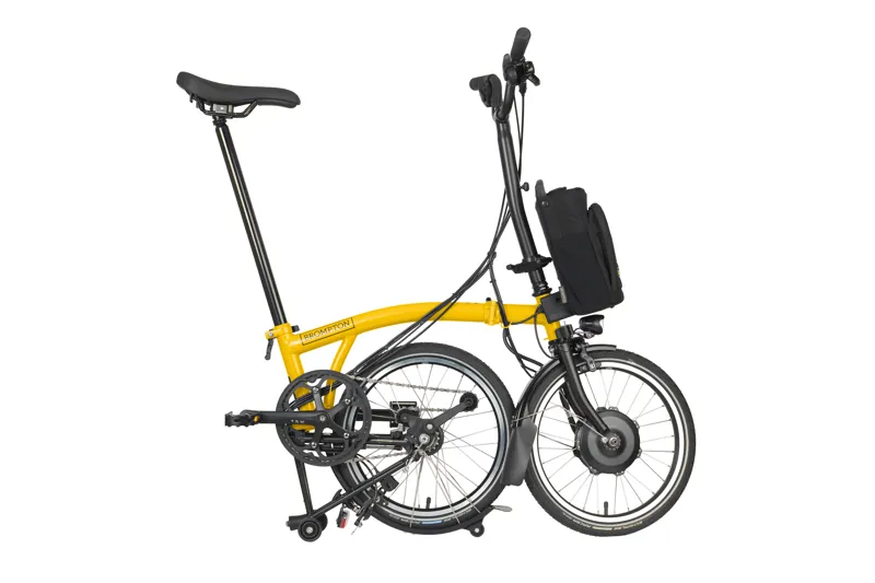 Brompton C Line Explore 2025 High 12-Speed Electric Folding Bike - Bumble Bee Yellow-2