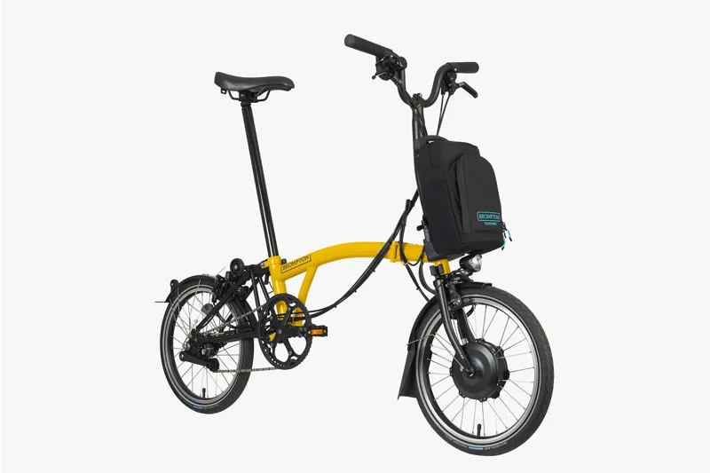 Brompton C Line Explore 2025 Mid 12-Speed Electric Folding Bike - Bumble Bee Yellow-1