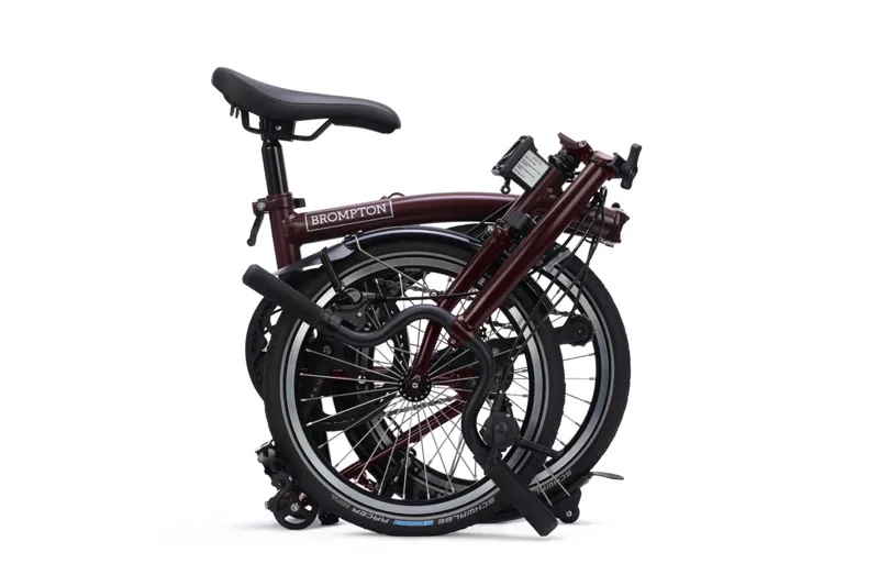 Brompton C Line 12 Speed High Bar 2026 Folding Bike -  Red Plum-3